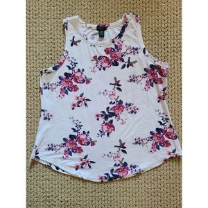 White Floral Tank Top